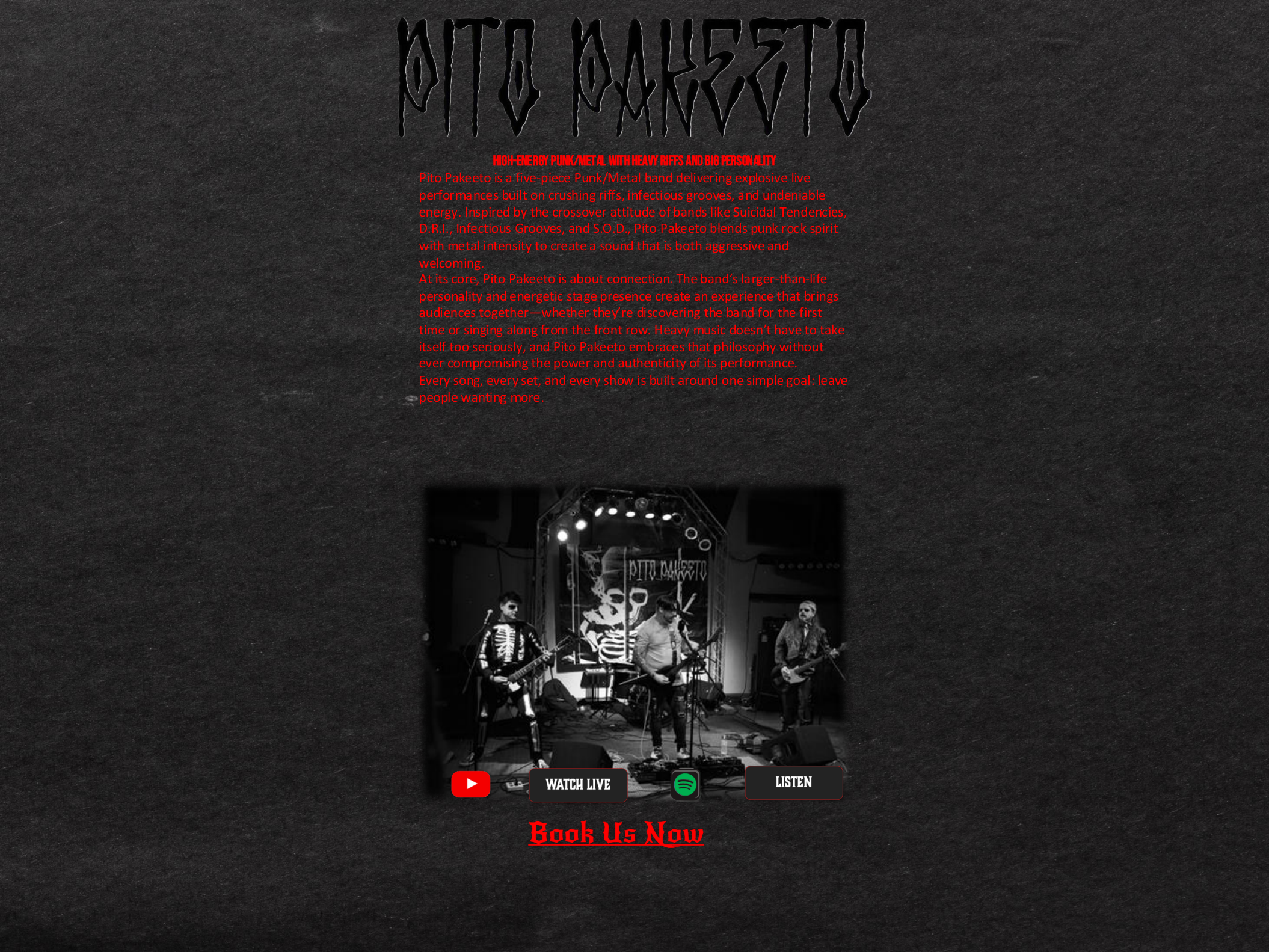 Pito Pakeeto band introduction and booking flyer